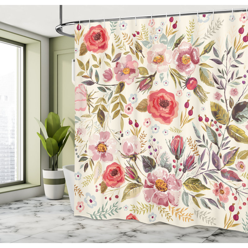 Shower Curtain with Hooks Included, 69" H x 105" W