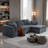 Modern Sectional Sofa with Chaise Lounge Dark Grey Chenille Comfortable Sleeper-289290634