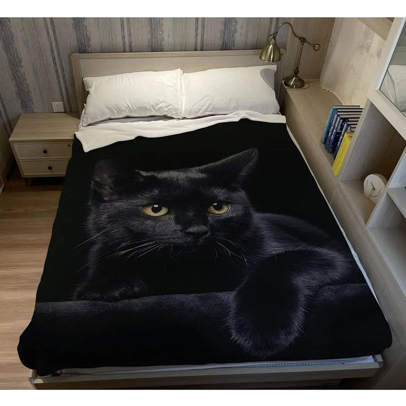 Jeté 40 po x 30 po en flanelle douce et molletonnée noire, L 40 po x l 30 po