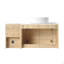 Meuble-lavabo mural 42 po avec lavabo d'art en céramique et 1 tablette de rangement, 2 portes à fermeture douce, emballage KD, contreplaqué
