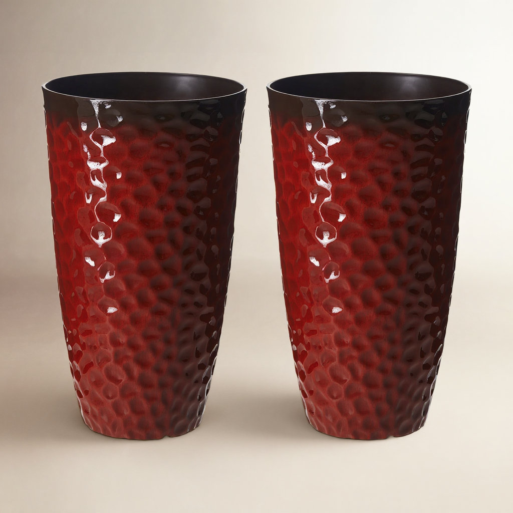 Pot Planter, 23.75" H x 13.75" W x 13.75" D, Red