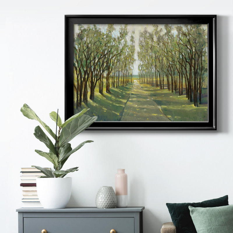 Chemin forestier - Peinture encadrée, H 22,5 po x l 30,5 po x P 1 po, Noir, Pas de tapis