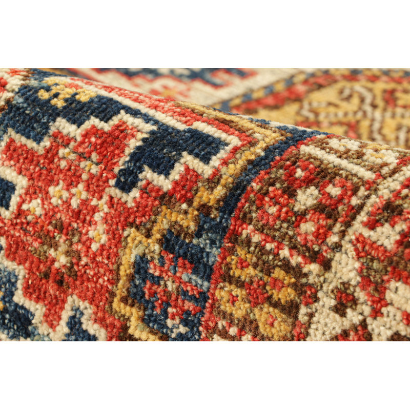 Burano Hand Knotted Geometric Area Rug, Rectangle 4' x 6'