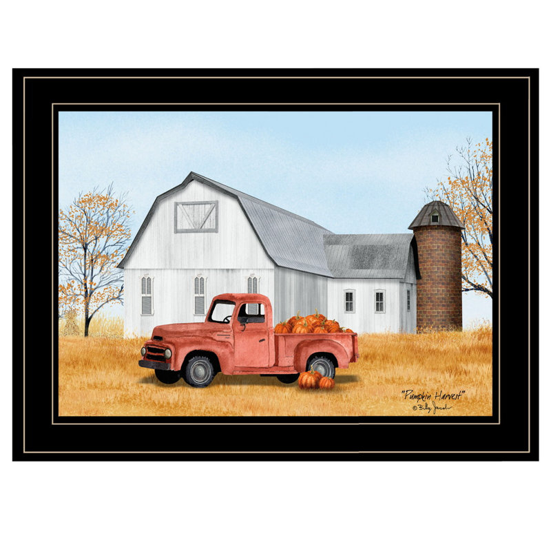 «Pumpkin Harvest» par Billy Jacobs, reproduction encadrée prête à être accrochée, Noir