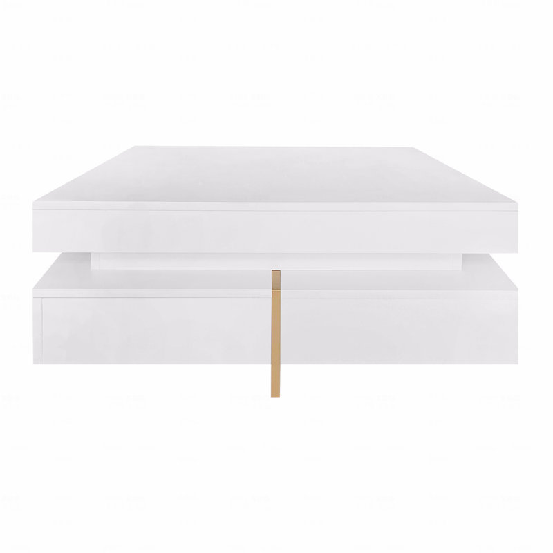 Table basse moderne à haute brillance avec 4 tiroirs, table basse carrée multi-rangement avec pieds en grain, table centrale pour le salon, 31,5 po x 31,5 po