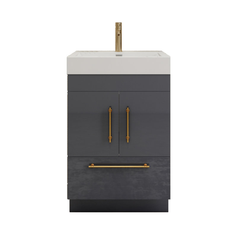 Ensemble de meuble-lavabo simple 24 po 24 po, Gris lustré