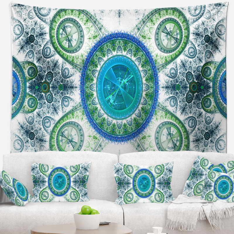 Tapisserie art blue blue psychédélique relaxing, H 32 po x l 39 po