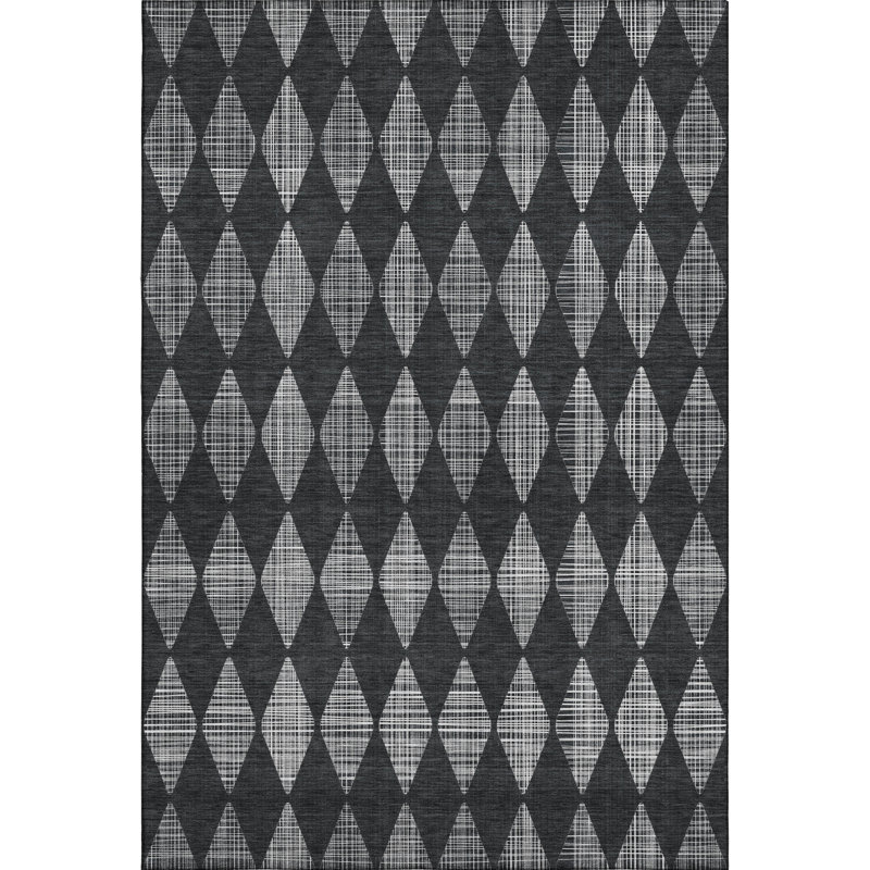 Tapis gris anthracite de qualité supérieure lavable à la machine Cerrito AMF578, Rectangle 10 pi x 14 pi