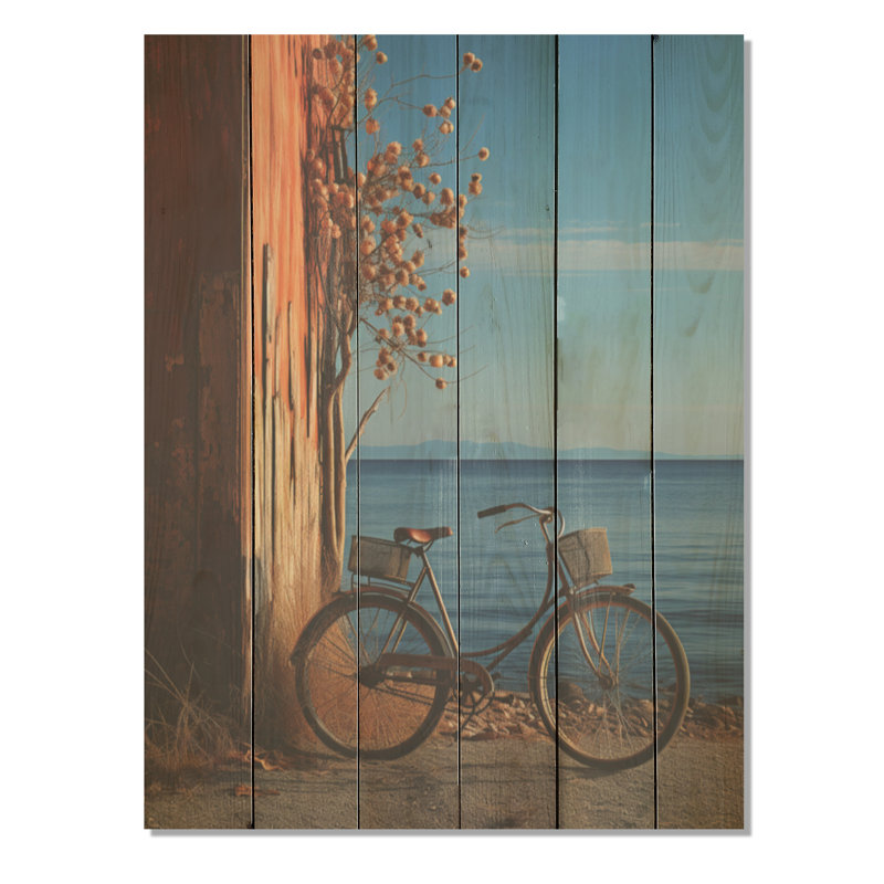 Cobalt cruiser vélo - art mural en bois de bicyclette sur bois de pin naturel, H 20 po x l 10 po