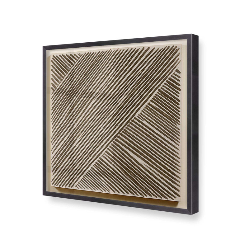 Illusion linéaire moderne I, Cadre simple en zinc patiné, H 13,75 po x l 13,75 po