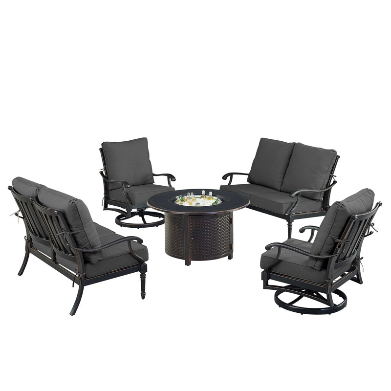 Paig Outdoor 6 - Piece Conversation Set, Black