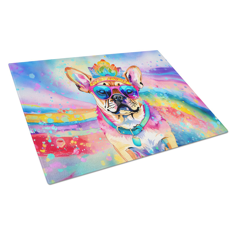 Grande planche à découper en verre Pug Hippie Dawg