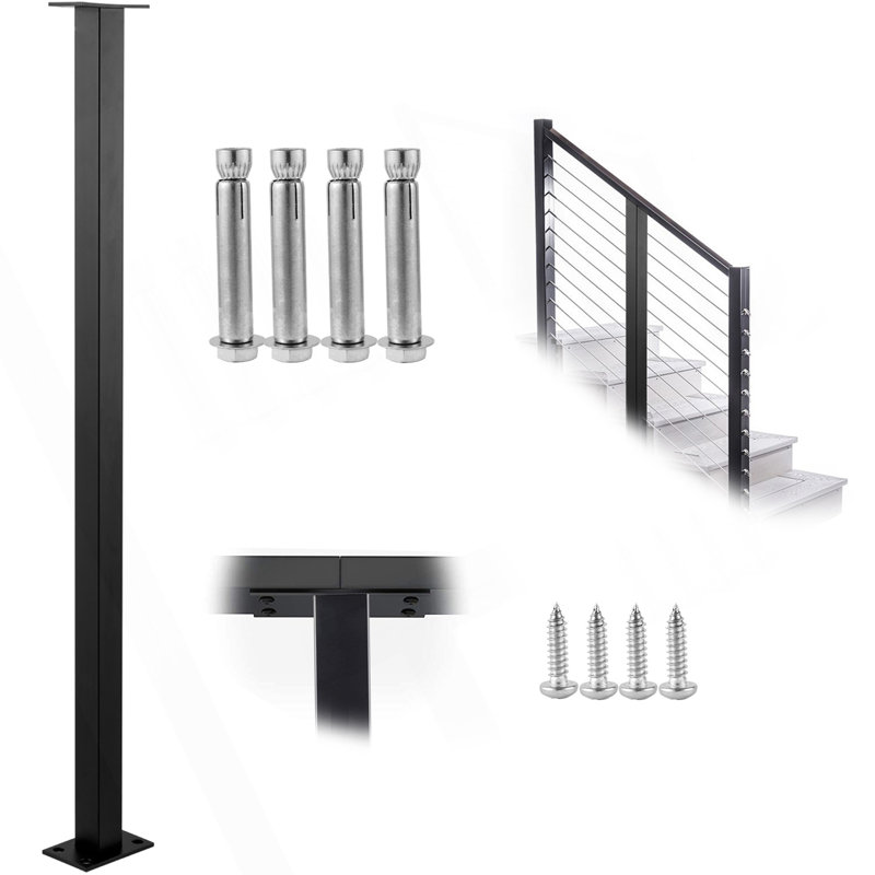 Rampe d'escalier avec câble et poteau d'escalier 36 x 1,5 x 1,5 po