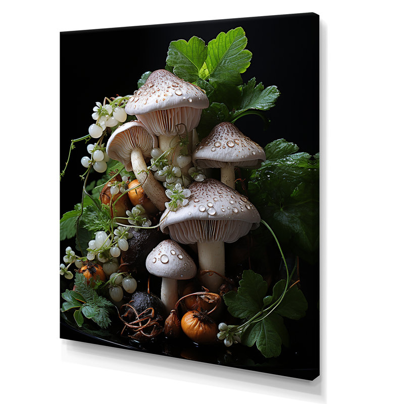Panier de champignon, peinture II - champignon, art mural, H 44 po x l 34 po x P 1,5 po