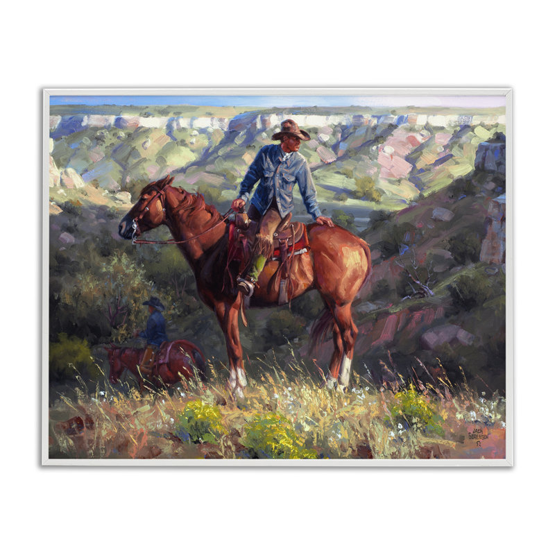 Cowboy par Rustic Cliff, art de la giclée blanche encadrée, design par Jack Sorenson, H 11 po x l 14 po