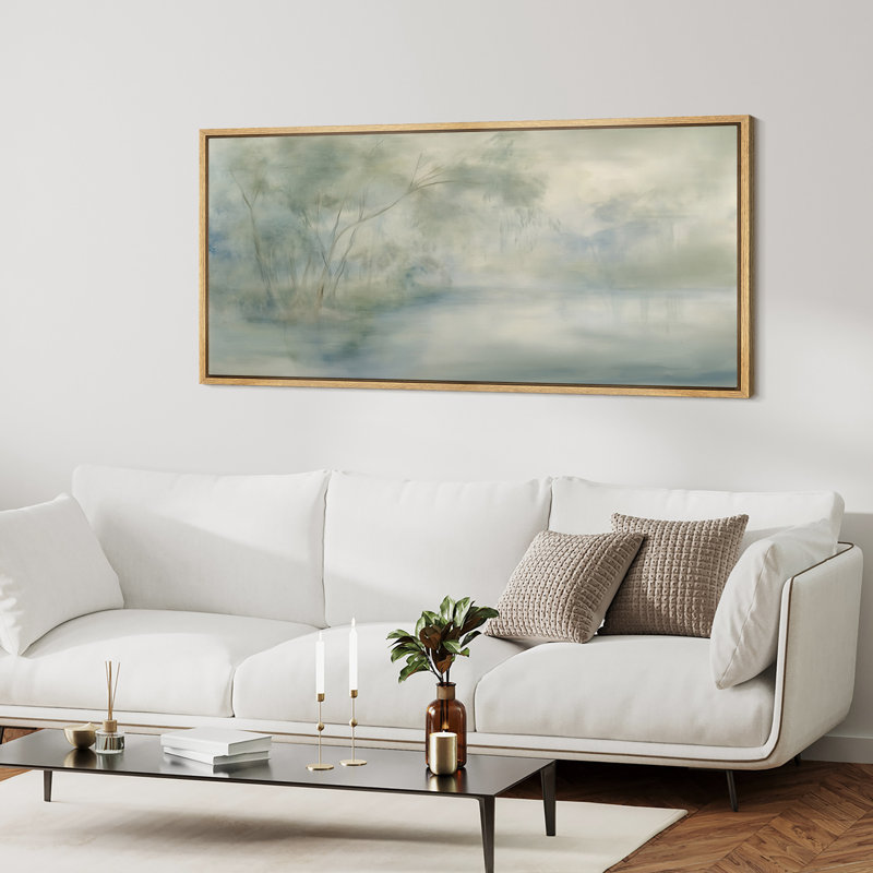 «Abstract Green Blue Landscape Scenery», impression sur toile encadrée de décorations murales surdimensionnées, Naturel