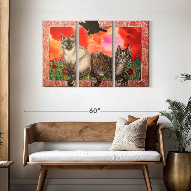 Chats Brampt dans le jardin, H 28 po x l 45 po