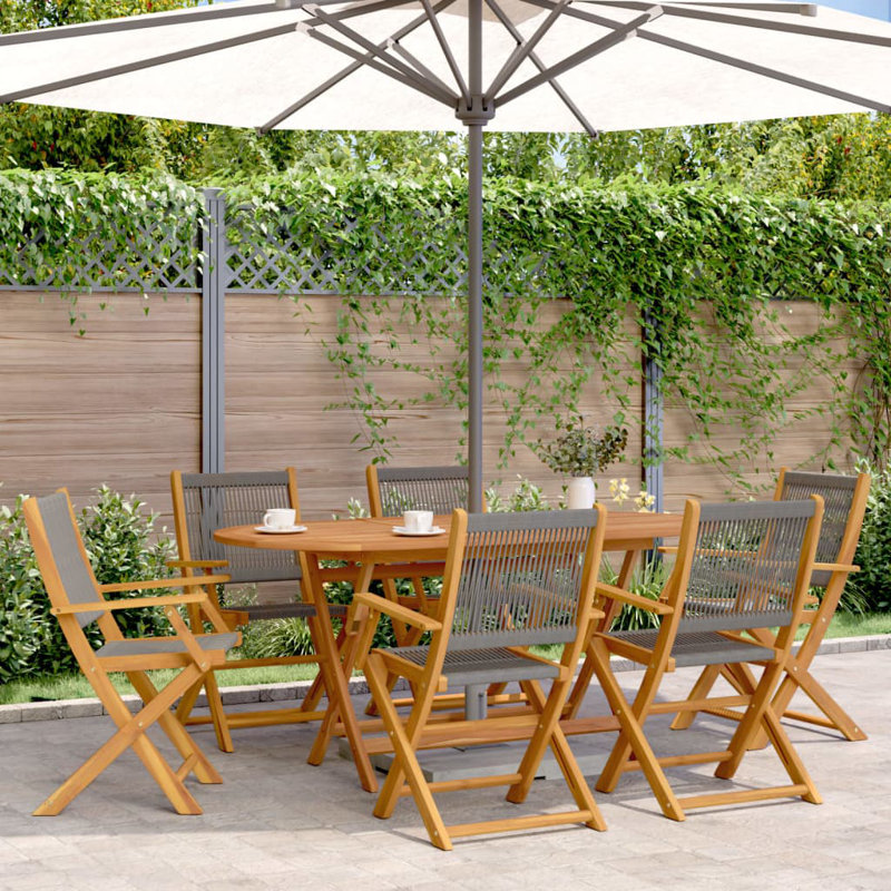 Ensemble de salle à manger de jardin et bois en bois d'acacia massif et polypropylène, Gris