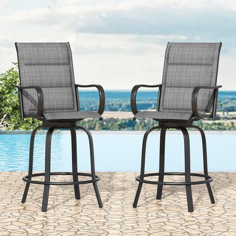 Tabourets de bar pivotants pour patio, chaises modernes en métal pour balcon