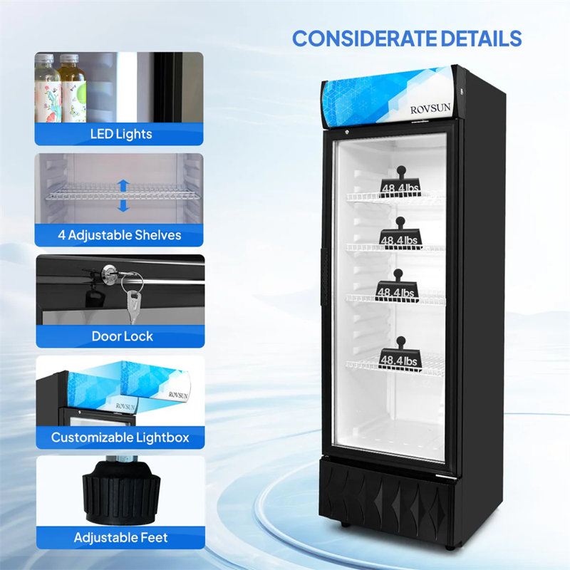 21" 8.1 Cu.Ft. 240W 115V Black Beverage Refrigerator