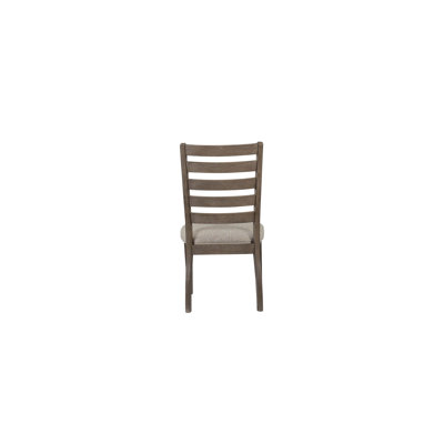2 Ladderback Chair With Upholstered Seats In Gray Rustic Color And Solid Wood Back Seat Side Chairs   Of 2  Legs