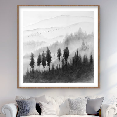 Landscape Mono in Watercolor - Framed Matted Print | Decor