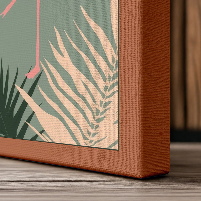 Flamingo Garden Tropical - Wrapped Canvas, 24x16 - 61.0 x 40.6 cm, Terracotta Border