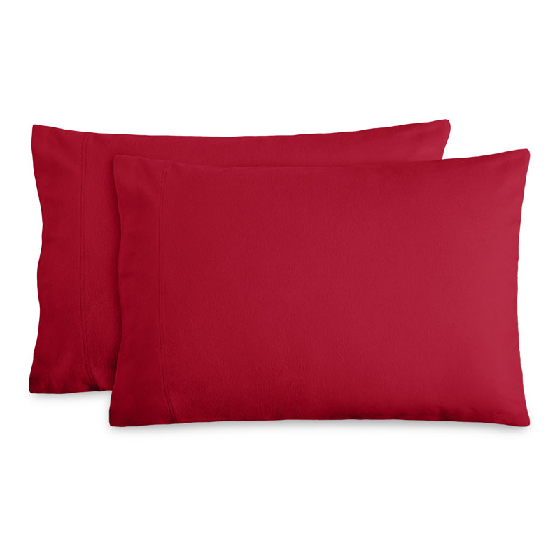 100% Cotton Flannel Pillowcase, Red, 2 King Pillowcases