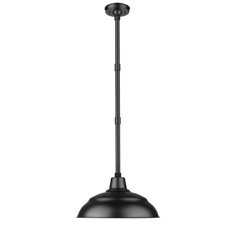 Luminaire suspendu en forme de dôme à 1 lumière Camila Warehouse, Noir satiné, H 9,25 po x l 17 po x P 17 po