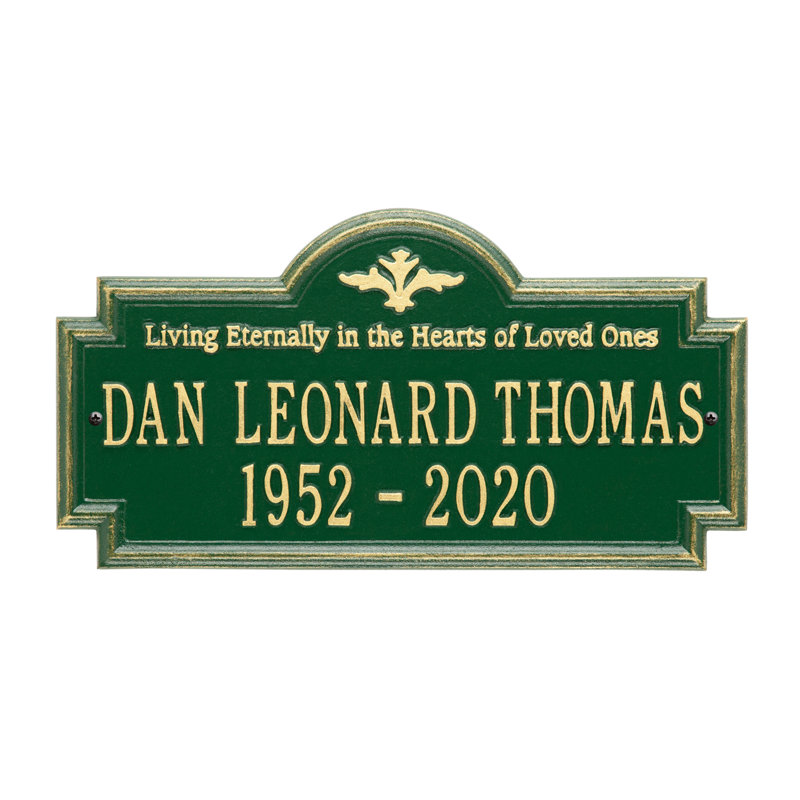Arlington 'Living Eternally' Memorial Plaque, Yes, Green/Gold