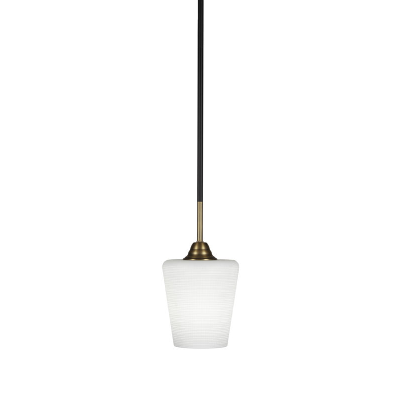 Ahern Stem Hung Pendant With 6" Glass, White Matrix, Matte Black/Brass