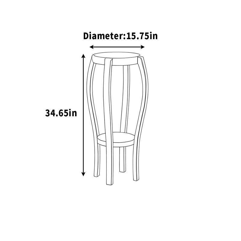 Boîte à fleurs en noyer avec pieds doubles à rebords arrondis, H 34,65 po x l 15,75 po x P 15,75 po