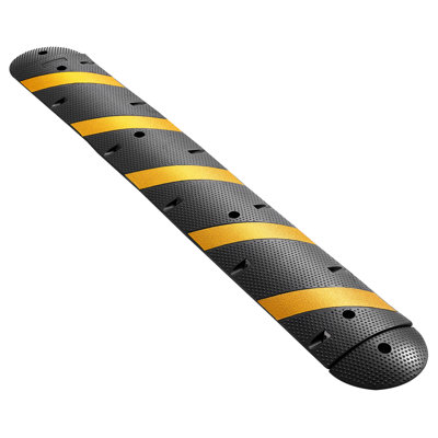 Bosse de vitesse en caoutchouc 6 pi, 2 canaux, ralentisseur de circulation robuste, capacité de charge de 22 000 lb / essieu, rampe de protection de câble de 72 po avec vis d'expansion, pour route en gravier asphalte, 1 paquet