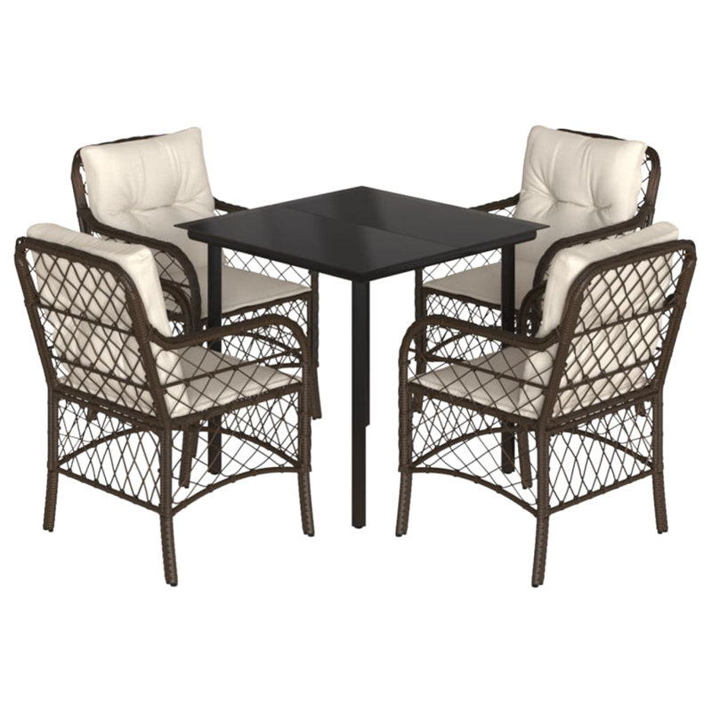 Ensemble bistro avec coussins en polyester Latitude Run®, H 29,1 po x l 31,5 po x P 31,5 po, Brun, 4