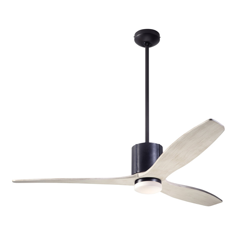 LeatherLuxe 54'' Ceiling Fan with LED Lights, Dark Bronze/Black, Wall/Remote Combo Controls, Whitewash