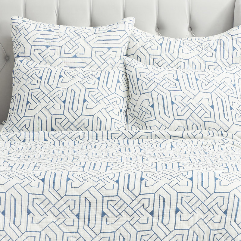 Marlowe Grey Cotton Reversible Quilt Set