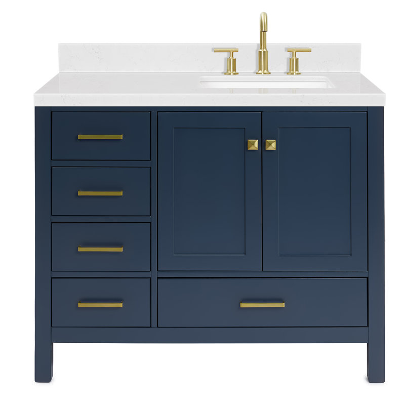  Meuble-lavabo simple 42,25 po avec plateau, Right, Rectangular, Bleu minuit