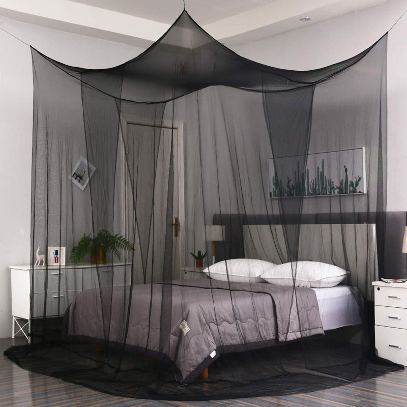  Auvent de lit en polyester, Noir