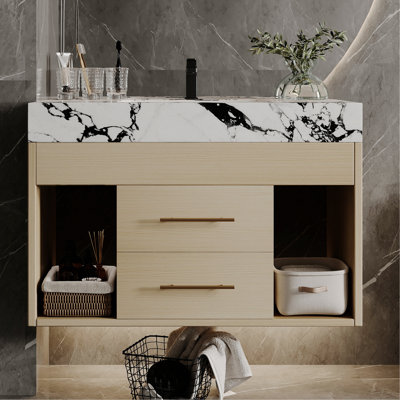Floating Bathroom Vanity, Wall-Mounted Bathroom Vanity for Small Bathrooms, Apartment