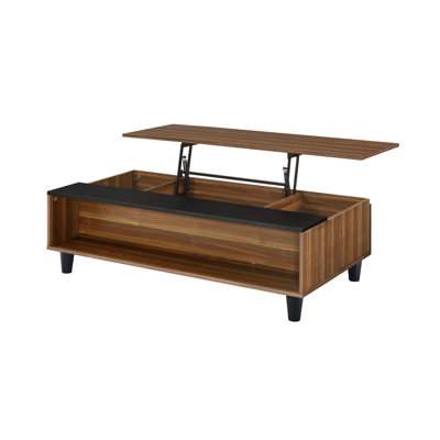 Walnut & Black Finish Coffee Table/Lift Top by MSTYLE