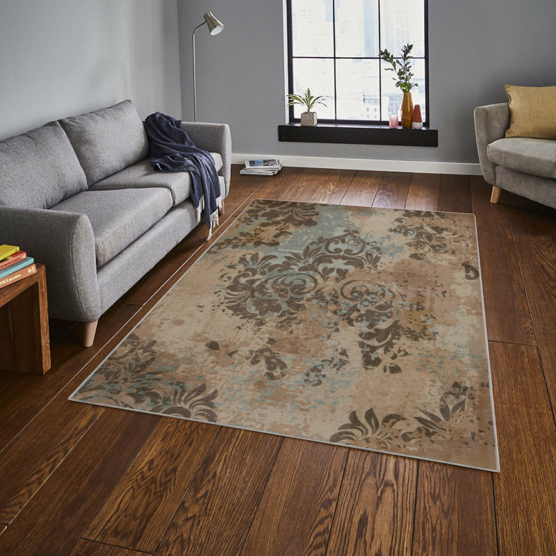 Stylish Woven Carpet (4 x 6 ft), 100% Polyester, 0.4 in Pile Height | Antibacterial, Non-Slip Underside | Machine Washable, 3D Digital Printing | Perfect for Living Room, Bedroom, and Home Decor