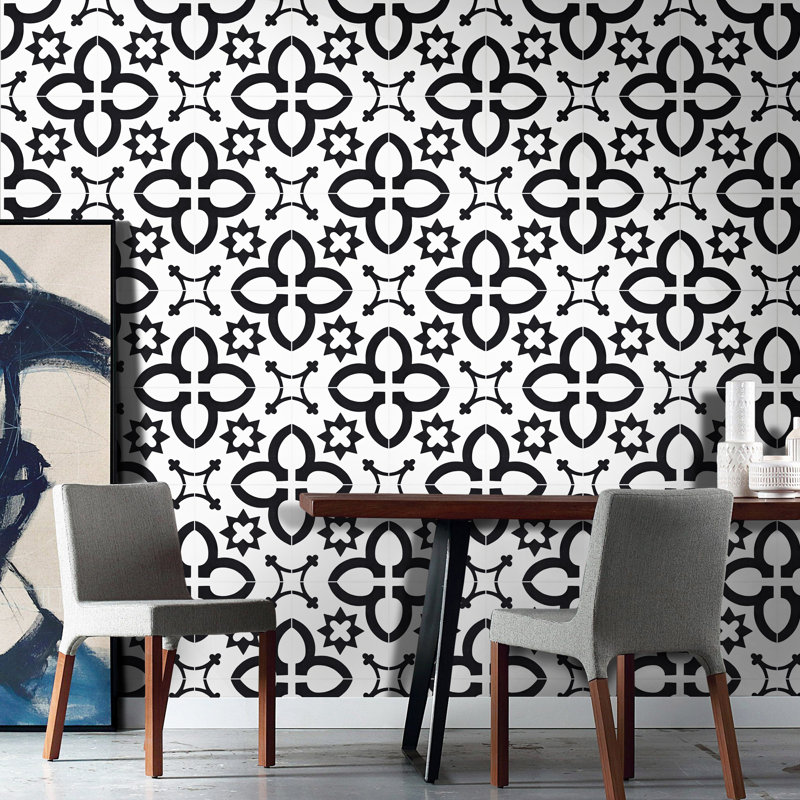 Megouna 8" x 8" Cement Patterned Wall & Floor Tile