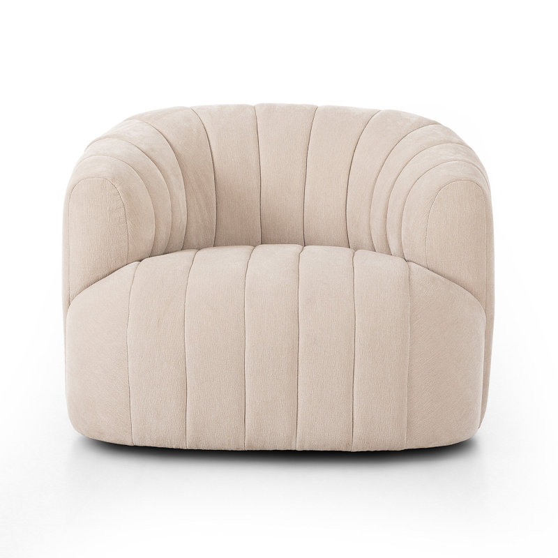 Elliana Swivel Barrel Chair, Blamont Cream Polyester