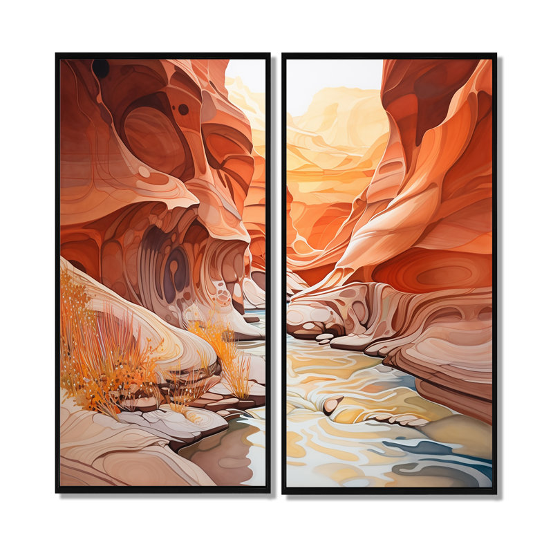 Canyon Antelope liquide Art V - blanc, art traditionnel sur toile, H 40 po x l 40 po, Noir