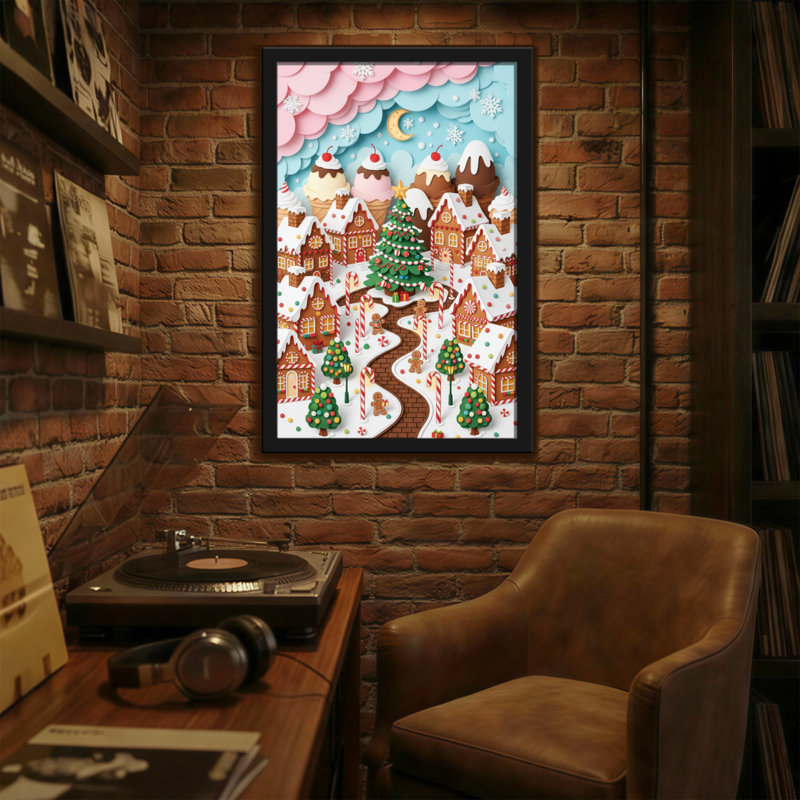 Arbre de Noël de Noël avec des maisons en pain d'épice, H 30 po x l 20 po
