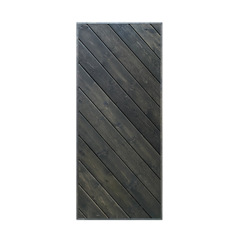 Porte de grange à panneaux et bois, H 84 po x l 42 po x P 2 po, gris