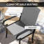 Ensemble de 4 chaises grises et en acier, avec dossier haut, pour une utilisation intérieure et extérieure, siège confortable.