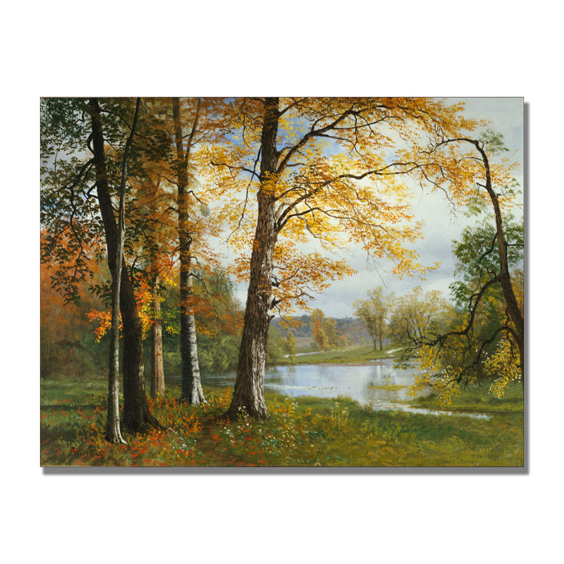 Art mural sur toile tendue - Art mural «A Quiet Lake» par Albert Bierstadt pour le salon, la chambre à coucher ou le bureau - 35 x 47