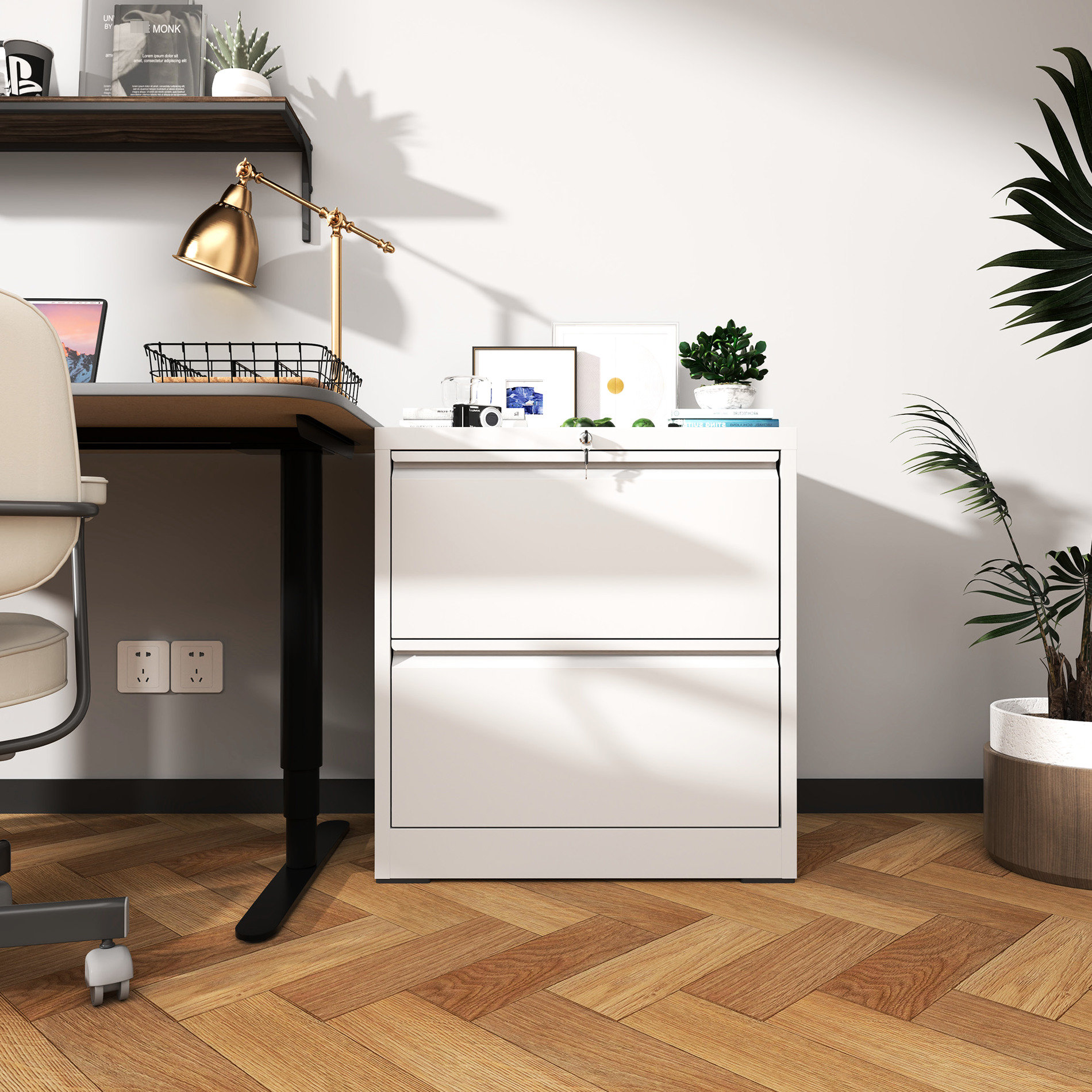 Latitude Run® White 2 Drawer Lateral File Cabinet With Lock, Cold ...