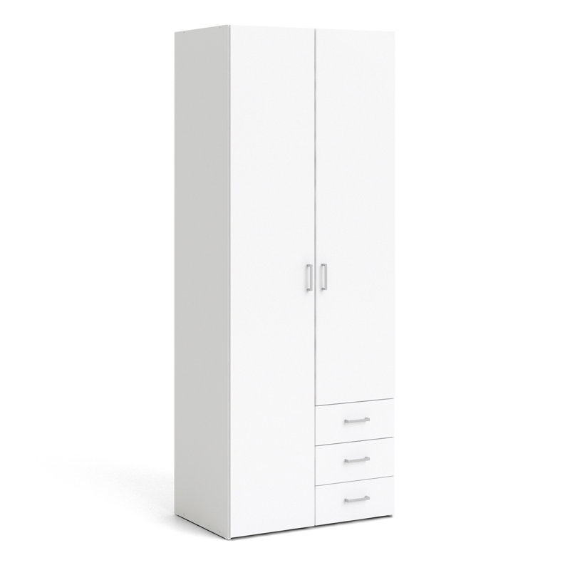 Orval 2 Door Wardrobe, 175.4cm H X 77.6cm W X 49.4cm D, White